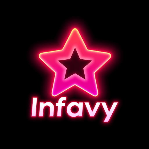 Professional logo design. “Create a modern and stunning logo for Infavy using a glowing star-shaped gradient icon as the base. The star should have smooth edges with a vibrant pink-to-orange neon gradient and a glossy 3D look. Add the brand name ‘Infavy’ below the icon in bold, futuristic typography with a slight glow, perfectly balanced with the star. The overall style should be sleek, premium, and eye-catching, suitable for a tech and entertainment platform. Use a dark background so the glowing colors pop.” design more profeeninol