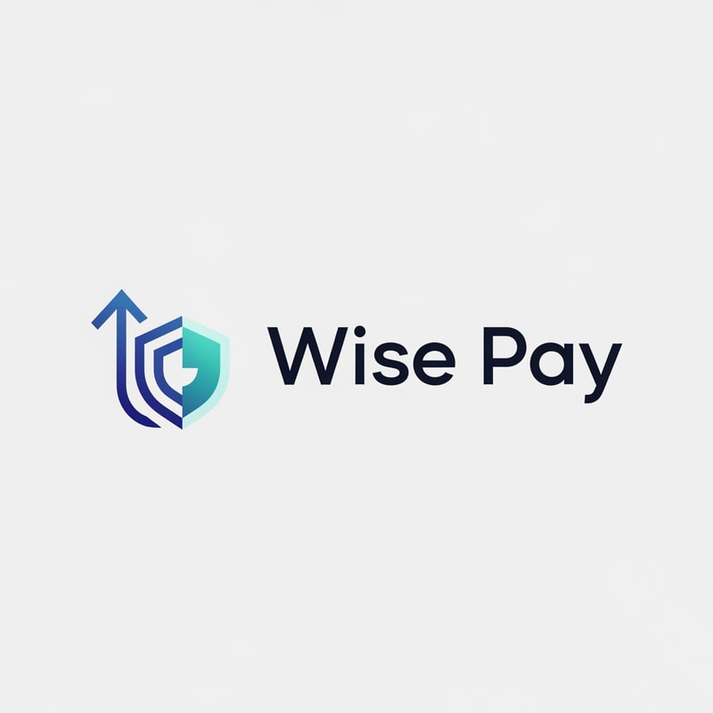 Design a modern, minimalistic logo for a premium digital banking brand named Wise Pay. Create a clean, geometric symbol representing intelligence, financial growth, and secure transactions. Use sleek lines, subtle gradients, and a balanced, professional layout. Include a refined wordmark with bold, futuristic sans-serif typography. The overall mood should feel trustworthy, innovative, and high-end—perfect for a fintech banking company