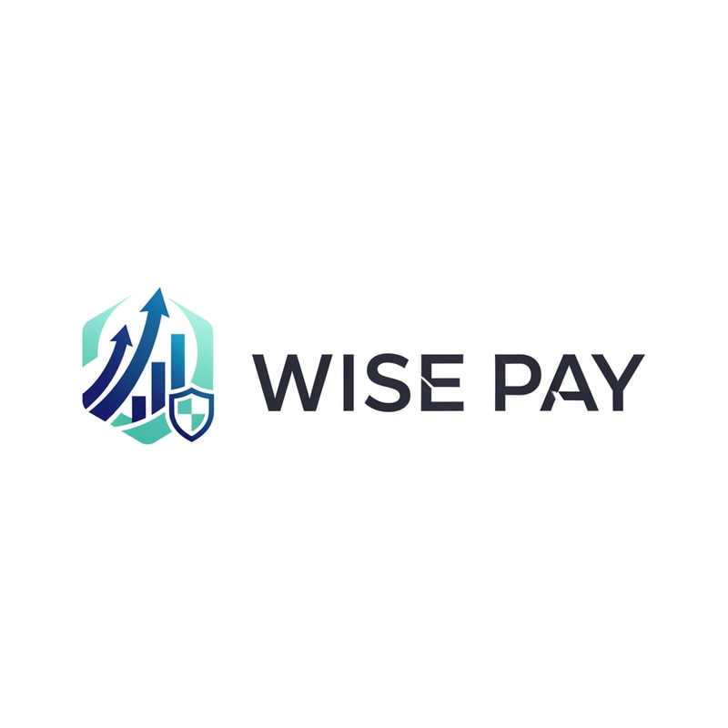 Design a modern, minimalistic logo for a premium digital banking brand named Wise Pay. Create a clean, geometric symbol representing intelligence, financial growth, and secure transactions. Use sleek lines, subtle gradients, and a balanced, professional layout. Include a refined wordmark with bold, futuristic sans-serif typography. The overall mood should feel trustworthy, innovative, and high-end—perfect for a fintech banking company
