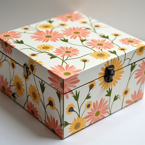 Professional logo design. handpainted cardboard Daisybox casket