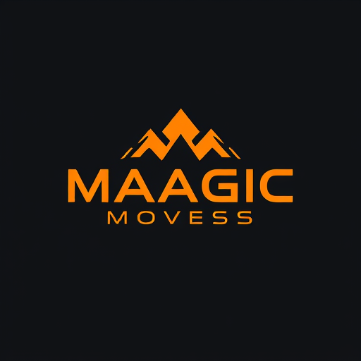 Professional logo design. CREATE A BRAND NAME MAAGIC MOVESS USING CANAVAR FONT WITH USING ORANGE COLOUR 