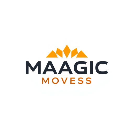 Professional logo design. CREATE A BRAND NAME MAAGIC MOVESS USING CANAVAR FONT WITH USING ORANGE COLOUR 