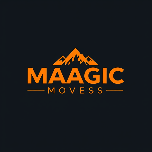 Professional logo design. CREATE A BRAND NAME MAAGIC MOVESS USING CANAVAR FONT WITH USING ORANGE COLOUR 