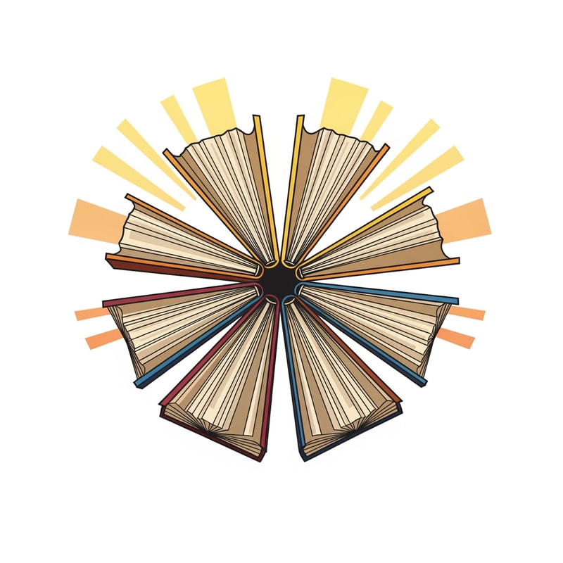 یه لوگو طراحی کن. چند کتاب مثل اشعه خورشید باشن