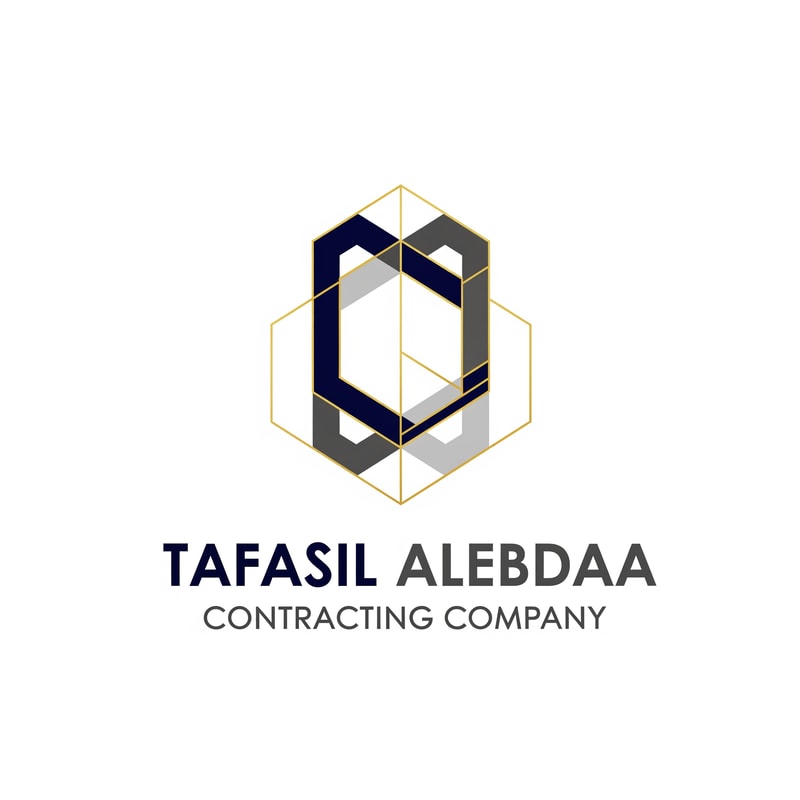 Design a modern, professional, and innovative corporate logo for a general contracting company named “Tafasil Alebdaa Contracting Company”.

The design should reflect precision, creativity, reliability, and engineering excellence.

Use a clean white background with a minimal yet premium aesthetic.

Choose a sophisticated color palette that conveys trust and professionalism, such as deep navy blue, charcoal gray, elegant gold accents, or muted industrial tones, while keeping the design balanced and timeless.

The logo style should be modern, geometric, and well-structured, inspired by construction, architecture, and technical detail — subtle references to building lines, grids, or structural elements are welcome, without being literal or crowded.

Typography should be bold, clear, and corporate, with excellent readability and a strong brand presence.

The overall result must feel high-end, confident, and suitable for a leading contracting company, usable across company profiles, uniforms, signage, official documents, and digital platforms.