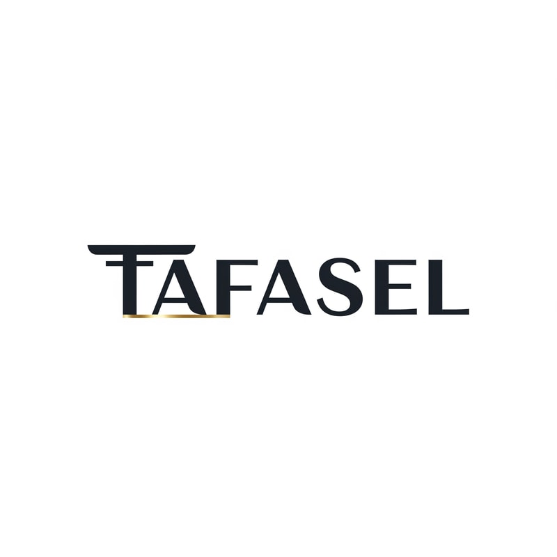 Design a modern, minimalist wordmark logo for a general contracting company named “TAFASEL”.

The logo must be text-based only, using the word TAFASEL as the full logo.
Focus on the first letter “T” by giving it a subtle, clever modification that reflects construction or engineering (e.g., structural balance, beam alignment, modular connection, or architectural form), without making it complex or decorative.
The “T” should feel integrated, strong, and slightly distinctive, but still clean and professional.

Style & Direction:

Minimalist, corporate, high-end
Clean geometry, sharp edges, precise spacing
Inspired by engineering, structure, and stability
No icons, no symbols, no extra graphics — only typography

Colors:

Use deep, rich tones (not light colors) such as:
Dark navy
Charcoal black
Deep steel blue
Subtle metallic gold accent (optional, very minimal)
Avoid bright or washed-out colors

Background:

Pure white background only

Typography:

Custom sans-serif or geometric font
Balanced letter spacing
Slight bold weight to reflect strength and reliability

Output:

Centered composition
High resolution
Flat design (no mockups, no shadows, no textures)
Clean vector-style appearance