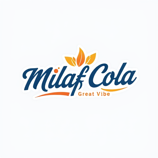 Professional logo design. Milaf Cola logo modern design with curve stylish "Great Vibes" font