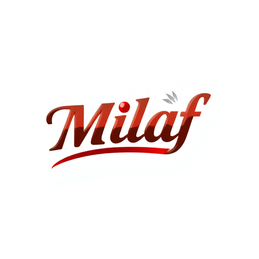 Professional logo design. Letterform logo for a refreshing beverage company named "Milaf Cola": a sleek, modern design featuring a stylized "Milaf Cola" that flows into a subtle curve, suggesting effervescence. Color palette: deep cola brown, bright crimson red, and a hint of metallic silver. Typography: The "Milaf Cola" text should use a custom, stylish "Great Vibes" font with elegant curves and subtle flourishes, feeling both premium and approachable. Design: inspired by art deco elegance and modern minimalism. Visual execution: 