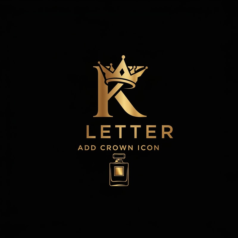 Please make a logo for my perfume brand, K Letter Add Crown icon

Typography logo, Add Crown & perfume bottle