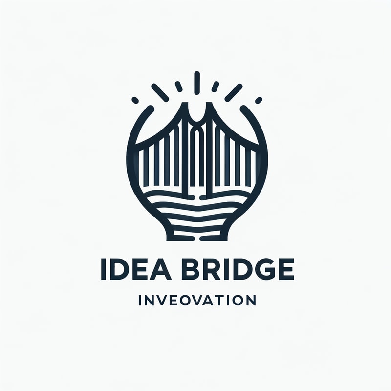 Professional logo design.  Design a minimalist logo for "IdeaBridge," a platform that connects innovators with investors. The logo should incorporate a stylized bridge symbolizing connection and collaboration. Use a clean, and minimal. The design should be versatile, suitable for both digital and print mediums, and convey professionalism and innovation.