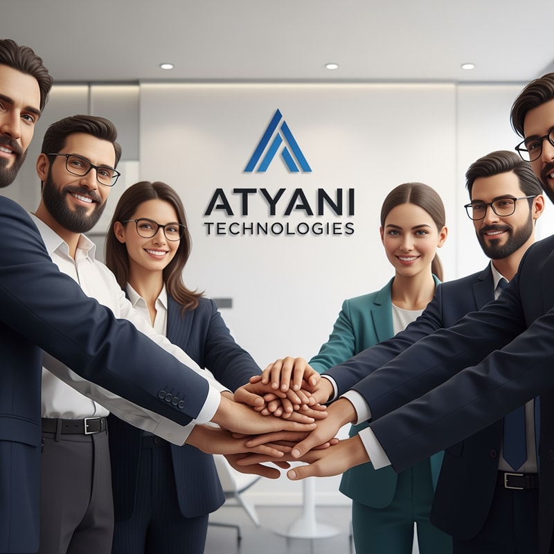 esme a likha hua nhi aana chaiye or jo haayth h bvo real hona chaioye  or logo me haath jode hue hone chaaiye Atyani Technologies ior ye comapny ka name h