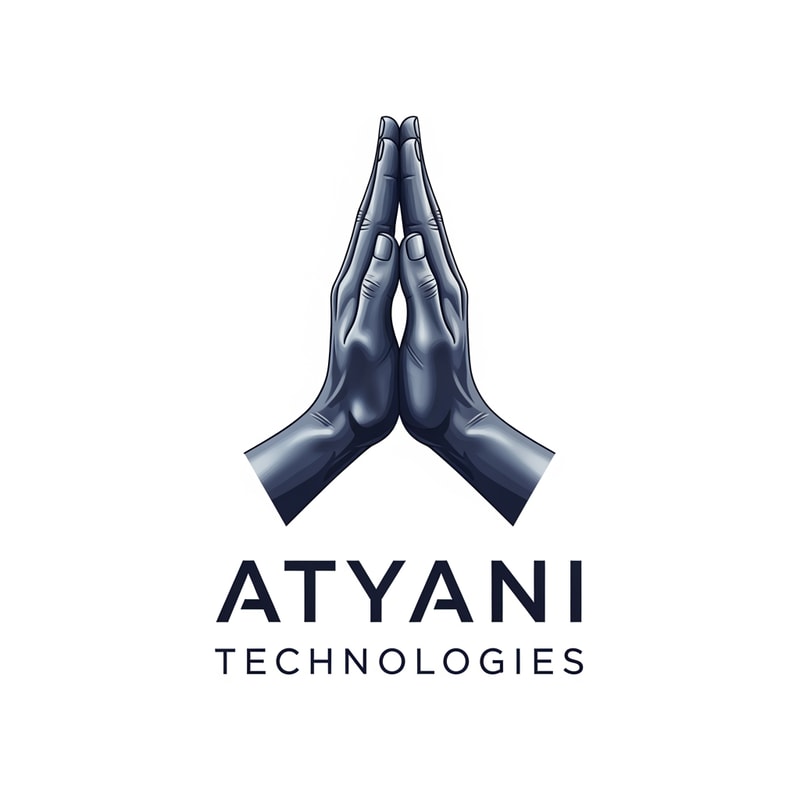 esme a likha hua nhi aana chaiye or jo haath h vo real hona chaioye  or logo me haath jode hue hone chaaiye Atyani Technologies ior ye comapny ka name h