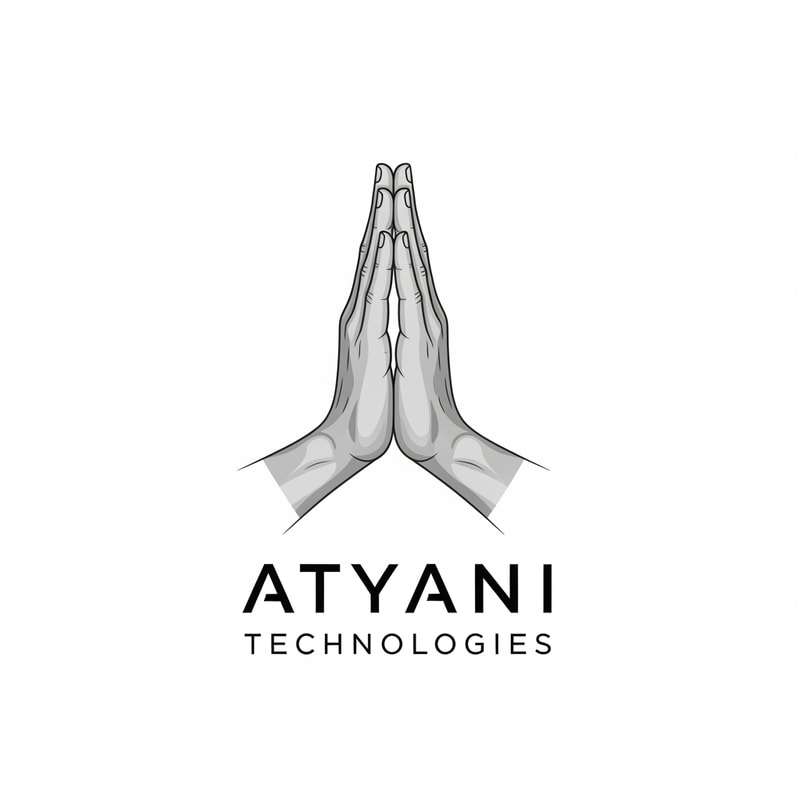 esme a likha hua nhi aana chaiye or jo haath h vo real hona chaioye  or logo me haath jode hue hone chaaiye Atyani Technologies ior ye comapny ka name h