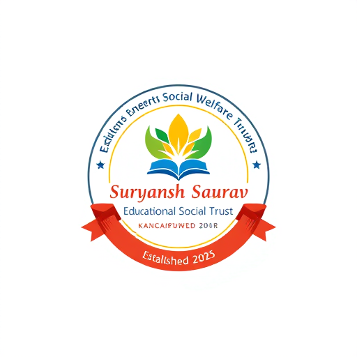 Professional logo design. A Educational Logo of "suryansh saurav educational social welfare trust" address "Kanchanpur" Established year "2025"