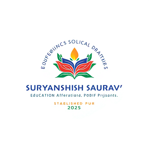 Professional logo design. A Educational Logo of "suryansh saurav educational social welfare trust" address "Kanchanpur" Established year "2025"