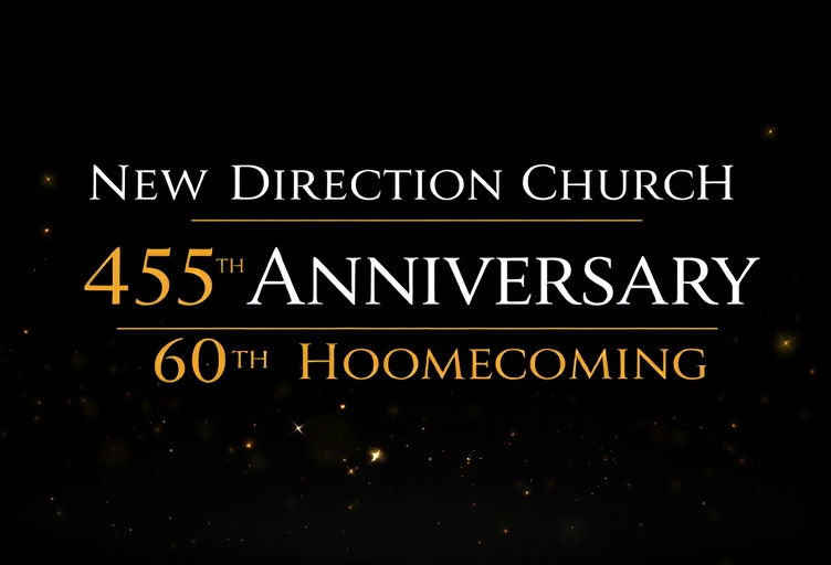 Professional logo design. Design a luxurious anniversary celebration banner for a milestone church event.Specifications:Resolution: Minimum 8K (7680 × 4320 px) or higher for crisp large-format printingBanner Size: 16 × 8 feet (aspect ratio must be maintained)Background: Elegant solid black base with a subtle gradient or depth effectTypography: Refined, highly legible fonts in white and gold for a timeless celebratory lookContent to Include:“New Direction Church”“45th Anniversary”“60th Homecoming”Layout: Step-and-repeat scatter pattern, well-spaced, ensuring visibility in event photographyAccents: Light dusting of sparkles or star effects across the banner—not limited to the edges—adding a festive but classy touchFonts: Use elegant serif or modern refined sans-serif; all text must be clear in photosLogo: Not available, so text will be the primary design focusDeliverables:Print-ready file (AI, EPS, or outlined-vector PDF)High-resolution PNG/JPG proof for quick approvalsAll fonts converted to outlines or includedGoal:A sophisticated, high-resolution anniversary banner that photographs beautifully, enhances the prestige of the milestone event, and remains sharp even on large-format printing.