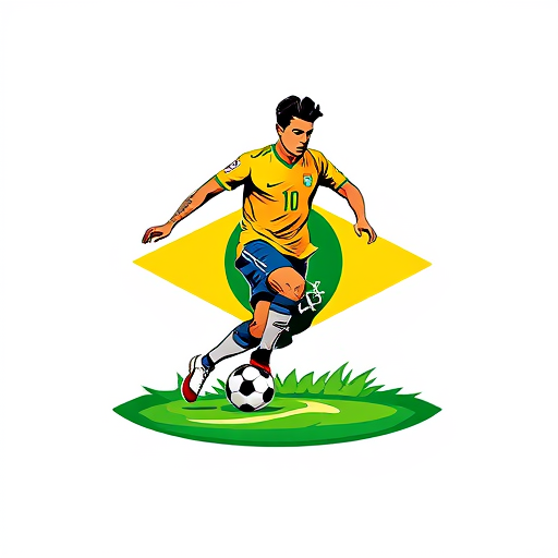 Professional logo design. ronaldino in brazil team with ball playing in ground logo