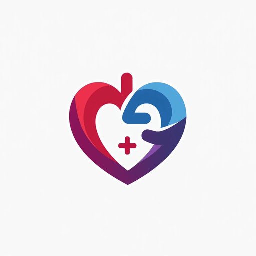 Professional logo design. Logo for a heart lung machine with an operator. Add text "perfusionist". emblem 2d styles.minimal. red and blue and purple