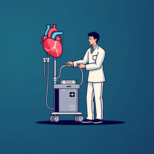 Professional logo design. Logo for a heart lung machine with an operator. Add text "perfusionist"