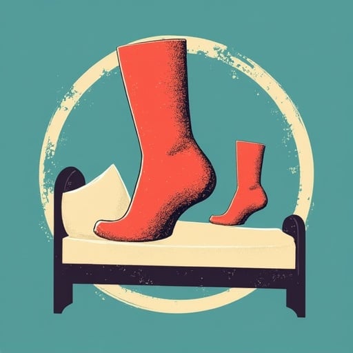 Logo for a brand that is called feet sheets for a sock company, have the socks illustrated on shoes that resemble a miniture bed