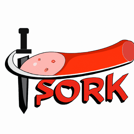 Professional logo design. Create a logo for a brand called pork sword and it should have a sausage sword in the logo text