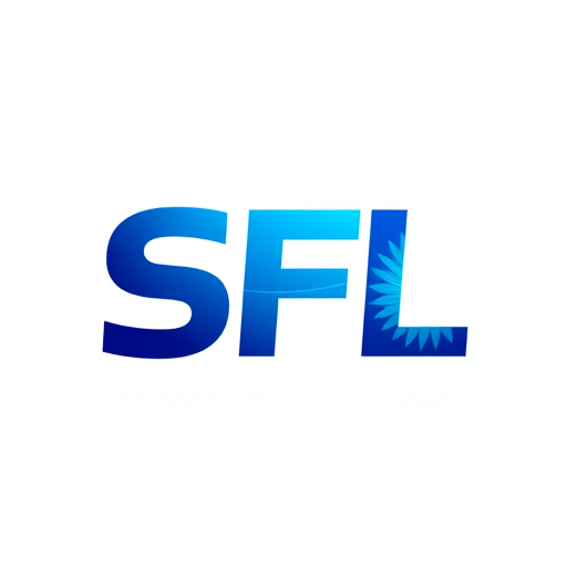 Professional logo design. logo where it says only SFL all capital letters. Want a thick font, italic. Want S in SFL to have shake effects, kind of blurred. Want it all simple, and want to have blue gradient on letters. darker left