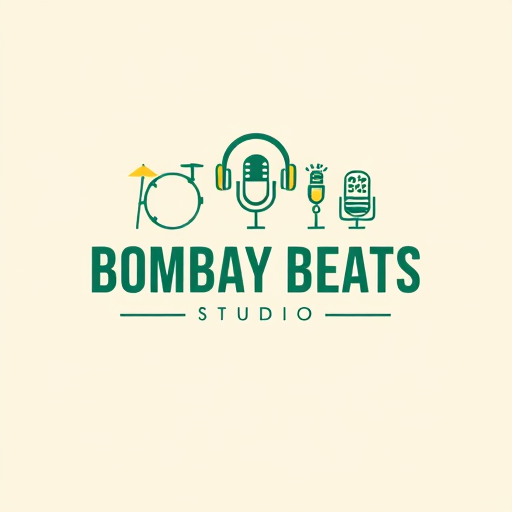 Professional logo design. Create a professional logo for “Bombay Beats Studio”, a modern podcast and music production studio. The logo should include minimal, outlined icons representing a drum and guitar (for jam & rehearsal rooms), headphones (for podcast production), a video camera (for content creation hub), and a microphone (for professional recording). Arrange the icons creatively around or above the text “Bombay Beats Studio”.
Use a green, blue, and yellow color scheme with clean lines and balanced composition. The style should be modern, premium, and visually striking, with bold typography for the name and a sleek, professional finish suitable for branding. Background should be off-white or light beige.