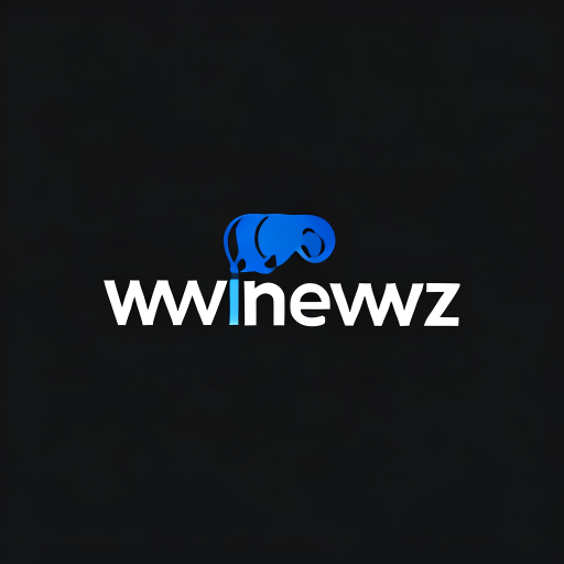 Logo Design: Minimalist modern logo design for "wwnewz", a blog and news website. Incorporate a hidden elephant shape within the text or icon, using negative space or abstract geometry. Clean, bold sans-serif typography, professional but creative. Color scheme: blue and black (or red and black). Flat, simple, scalable vector style, suitable for website and mobile app logo. 
