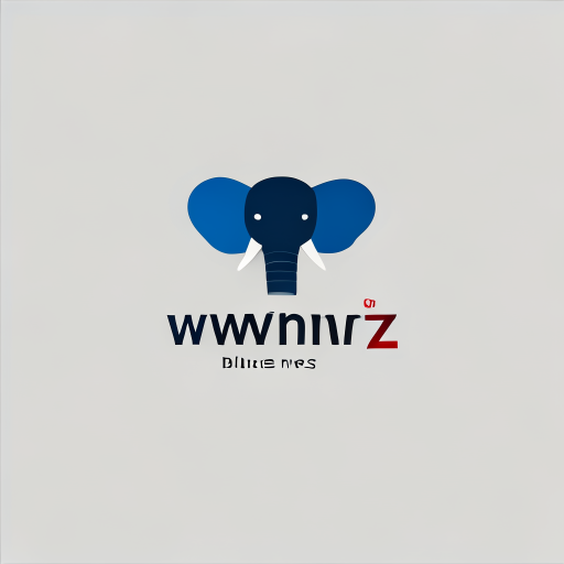 Logo Design: Minimalist modern logo design for "wwnewz", a blog and news website. Incorporate a hidden elephant shape within the text or icon, using negative space or abstract geometry. Clean, bold sans-serif typography, professional but creative. Color scheme: blue and black (or red and black). Flat, simple, scalable vector style, suitable for website and mobile app logo. 