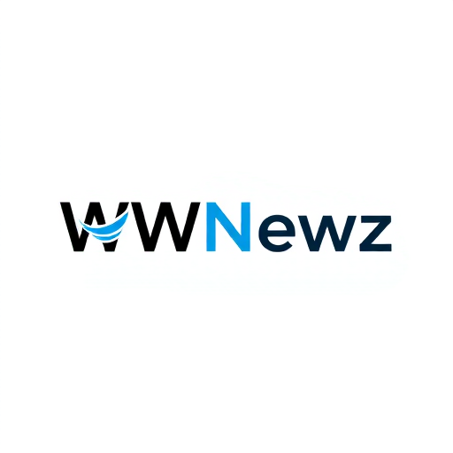 Professional logo design. Create a modern logo for WWNewz, a global news and blogging website. Use minimalist typography combined with a small abstract globe element integrated into the text. Keep the style clean, flat, and professional with black and blue colors.