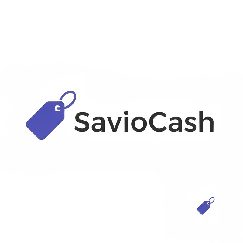 Professional logo design. Tag Icon: Minimal, flat-style tag icon in RGB(107, 82, 226) (a rich purple-blue shade).Text “SavioCash”: Keep it modern and simple — use a neutral dark gray (#333333) or pure black (#000000) so it balances with the purple tag.Placement: Tag icon on the left, followed by “SavioCash” in a clean sans-serif font (like Poppins, Inter, or Montserrat).Favicon: Just the tag icon in RGB(107, 82, 226), so it’s clean and recognizable at small sizes.