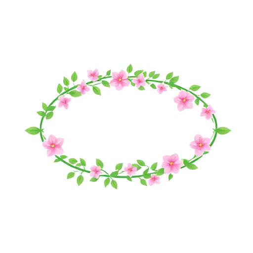 Professional logo design. An oval-shaped vine with leaves and freesia flowers running around it.