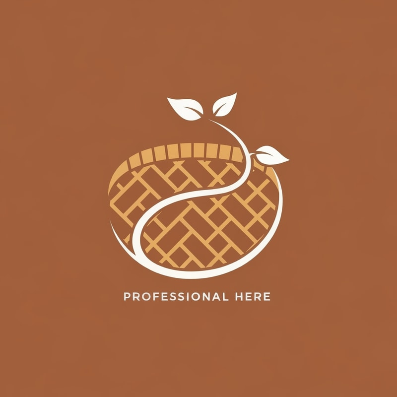 Professional logo design. An oval-shaped basket weave with a plant stem running around it