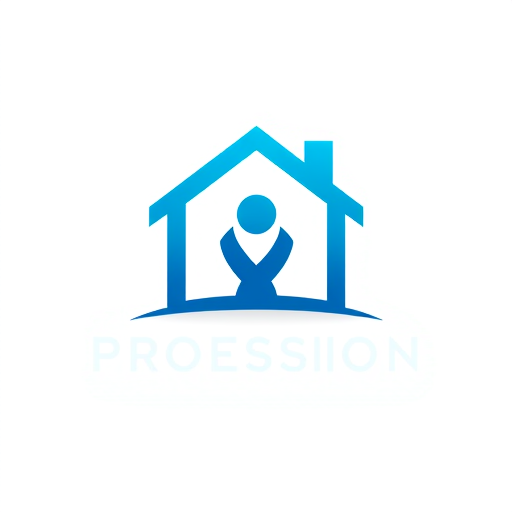 Professional logo design. A blue house, a human form middle of it