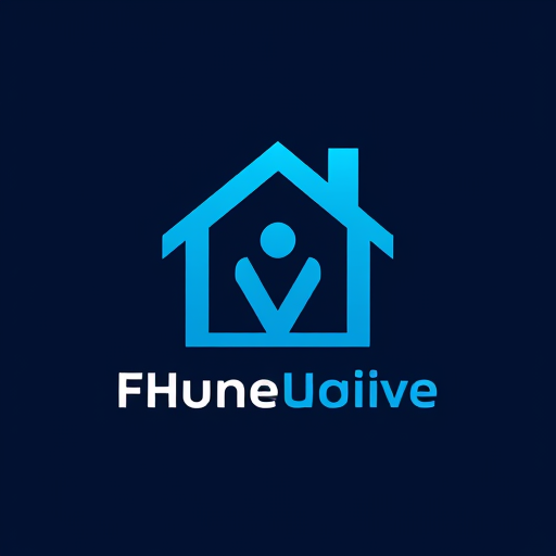 Professional logo design. A blue house, a human form middle of it
