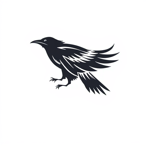Professional logo design. One falling crow feather