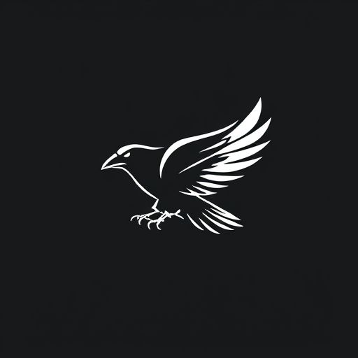 Professional logo design. One falling crow feather