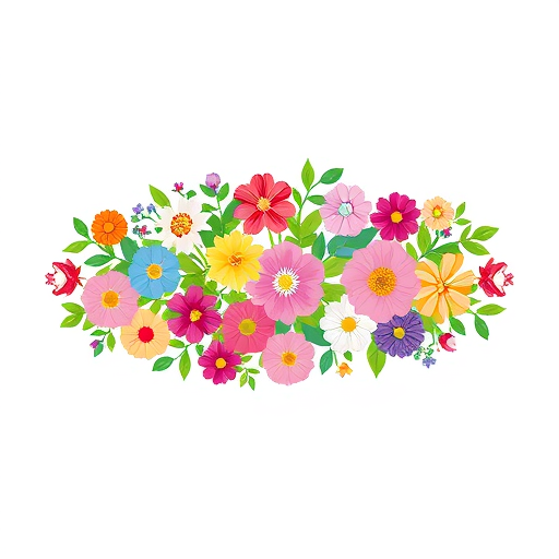 Professional logo design.  a planting vine runs in a horizontal oval shape, on which various flowers of different colours and types are arranged in different sizes