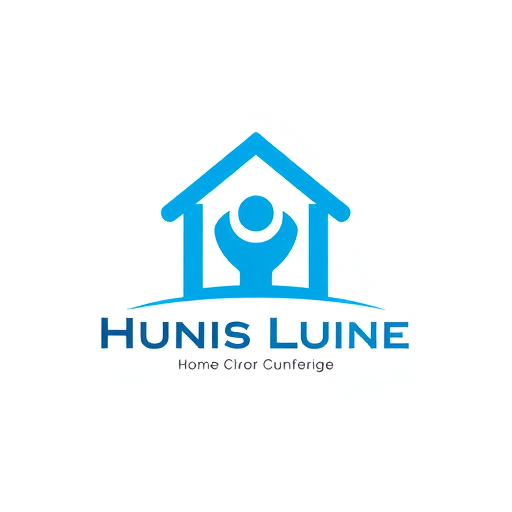 Professional logo design. A blue house, a human form middle of it