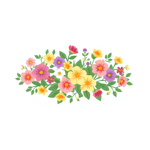 Professional logo design.  a planting vine runs in a horizontal oval circle, on which various flowers of different colours and types are arranged in different sizes