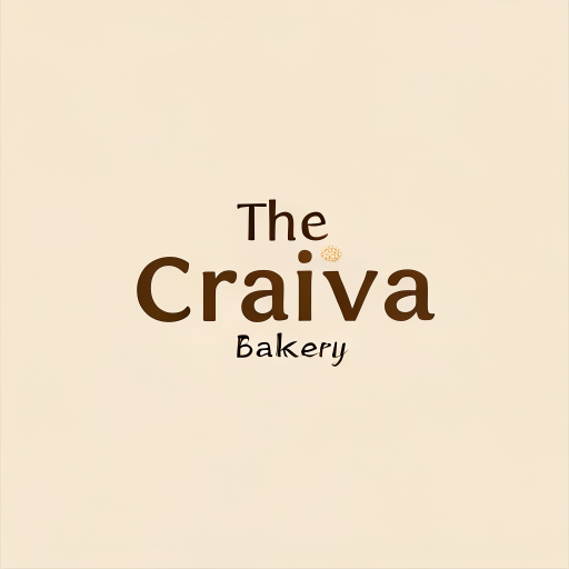 Logo Design: A sleek and minimal logo for "The Cravia Bakery". Use soft pastel colors (cream, light beige, soft brown). Modern sans-serif font with a subtle bread or cupcake outline integrated into the text. Flat vector design, very clean and web-friendly.