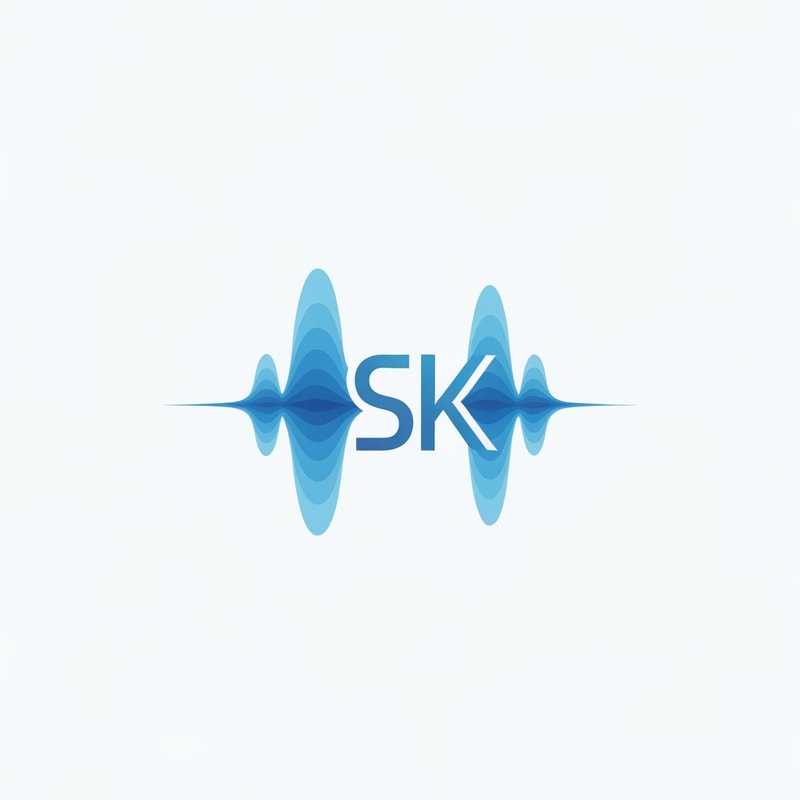 Design a 2D modern logo where a smooth soundwave morphs into the letters SK. Represents media, audio and production. Flat, futuristic, and clean vector design.