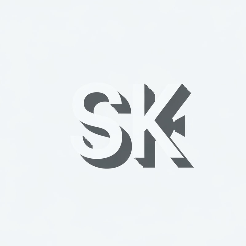 Design a 2D logo where the letters SK appear as clean flat shapes, but their shadow forms a hidden film camera or reel silhouette. Minimal, clever, flat, and symbolic.
