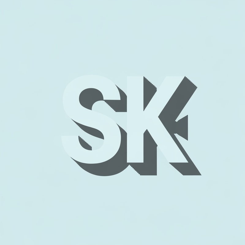 Design a 2D logo where the letters SK appear as clean flat shapes, but their shadow forms a hidden film camera or reel silhouette. Minimal, clever, flat, and symbolic.