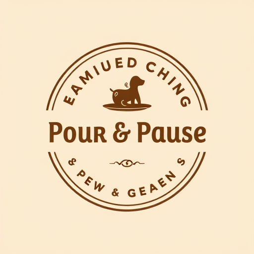 Professional logo design. I want to design a logo of coffee cafe, name pour and pause, with something connected to pet friendly and genz vibe