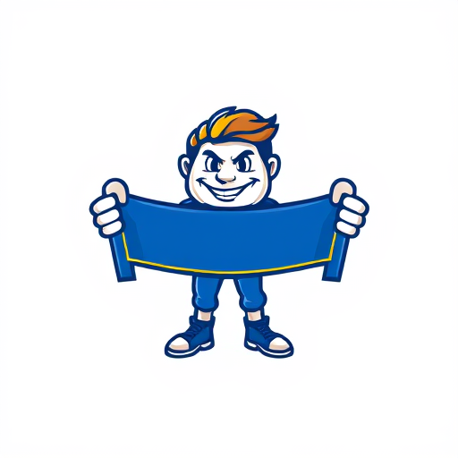 Professional logo design. generate a mascot logo of a person holding banner with both his hands