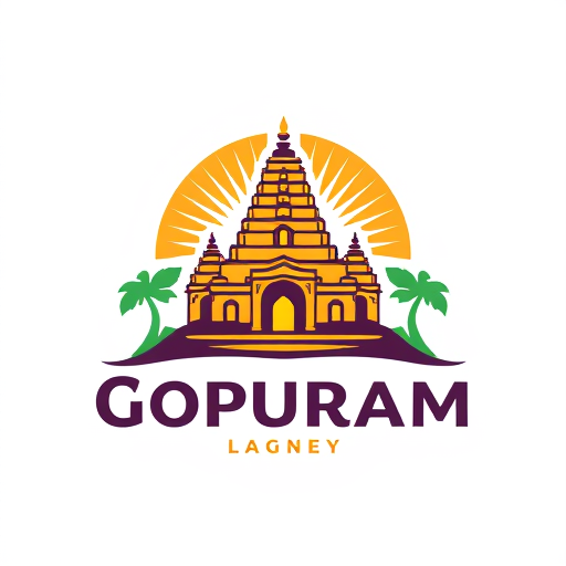 Professional logo design. Logo Design: Gopuram with deepam