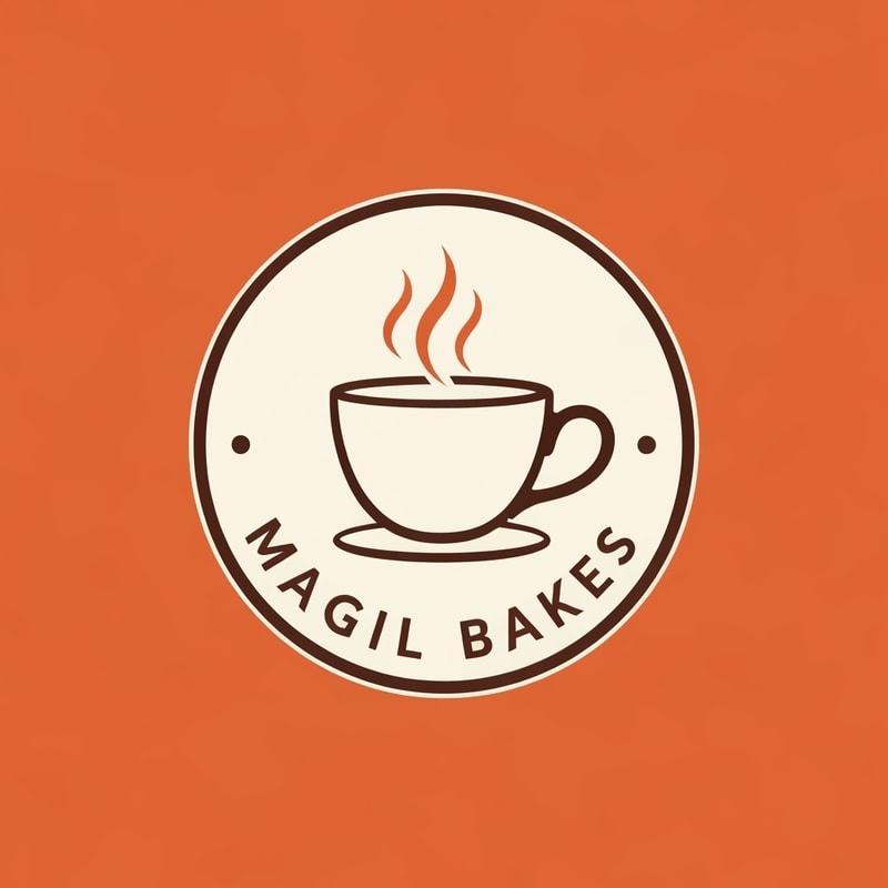 Magil Bakes Name need a circle emblem logo With tea cup shape