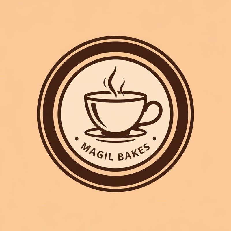 Magil Bakes Name need a circle emblem logo With tea cup shape