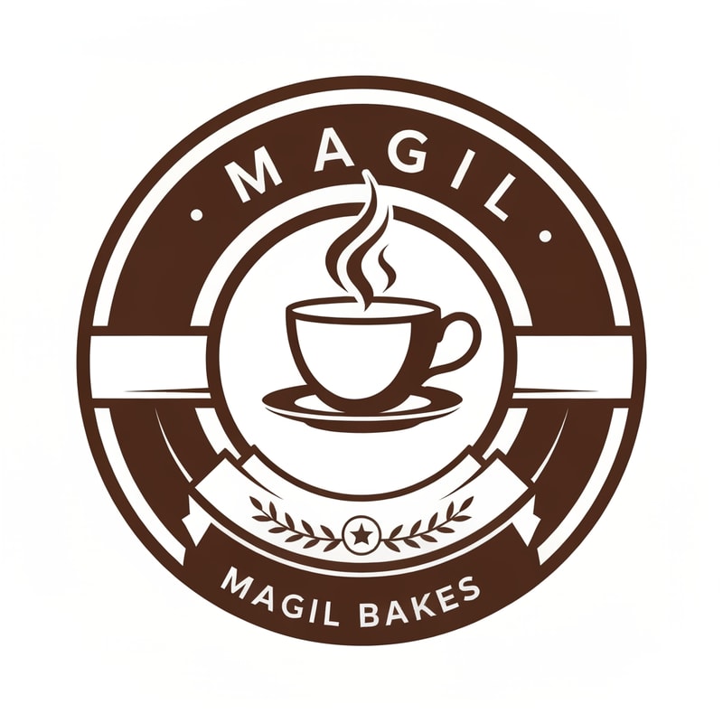 Magil Bakes Name need a circle emblem logo With tea cup shape